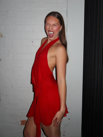 Sexy A Line Halter Red Chiffon Short Homecoming Dress Birthday Dress HZ1023